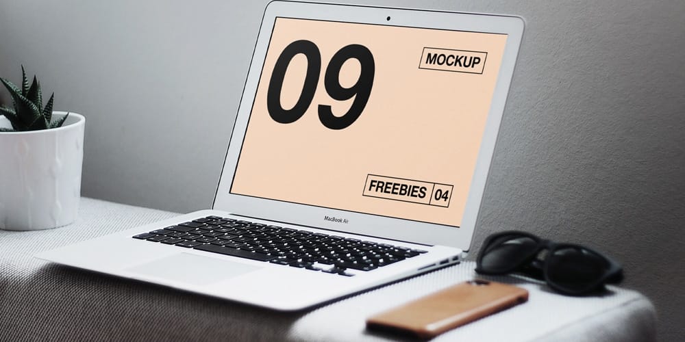 MacBook Air on Table Mockup