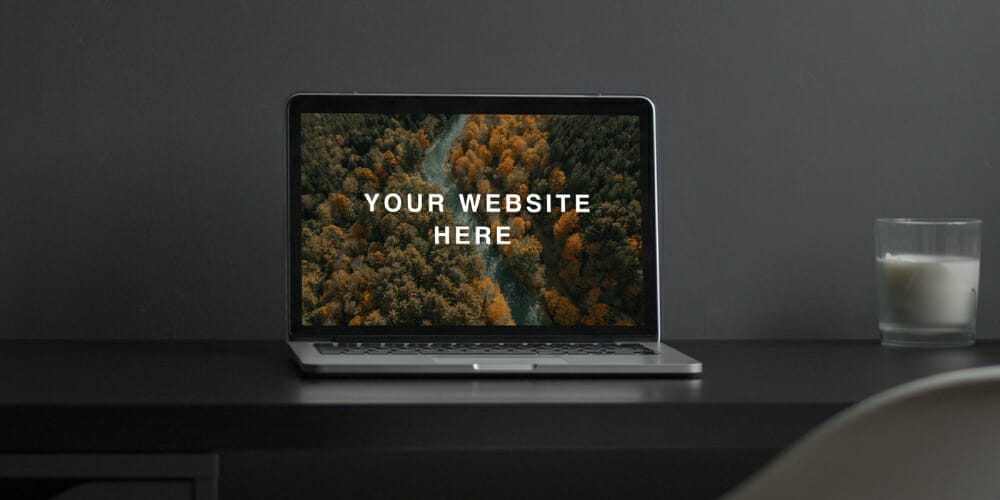 Free Workspace Mockup Design Templates 267 MacBook on Desk Mockup