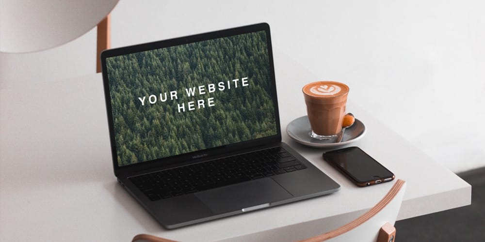 MacBook on Table Mockup