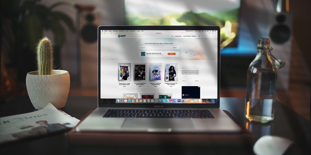 Macbook Pro on Desk Mockup PSD