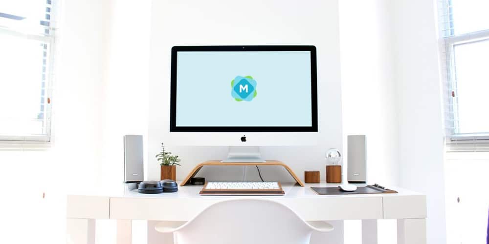 Free Workspace Mockup Design Templates 291 Minimal iMac Home Office Mockup