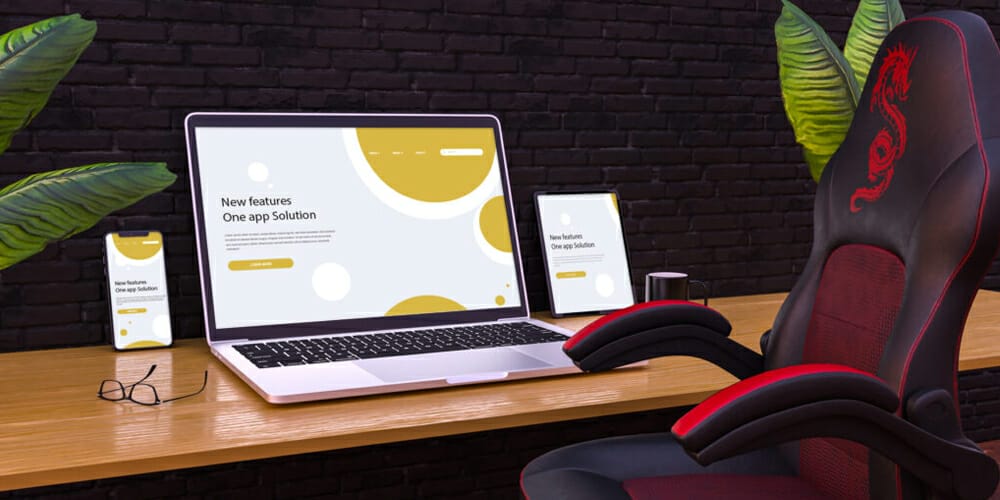 Free Workspace Mockup Design Templates 124 Mockup Laptop Wooden Table Chair