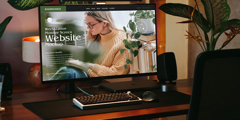 Modern Workstation Monitor Screen Website Mockup