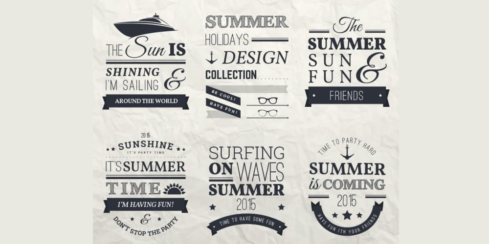 Free Vector Decorative Web Elements 23 Retro Summer Badges