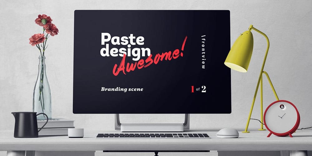 Free Workspace Mockup Design Templates 159 Surface Studio Mockup Scene