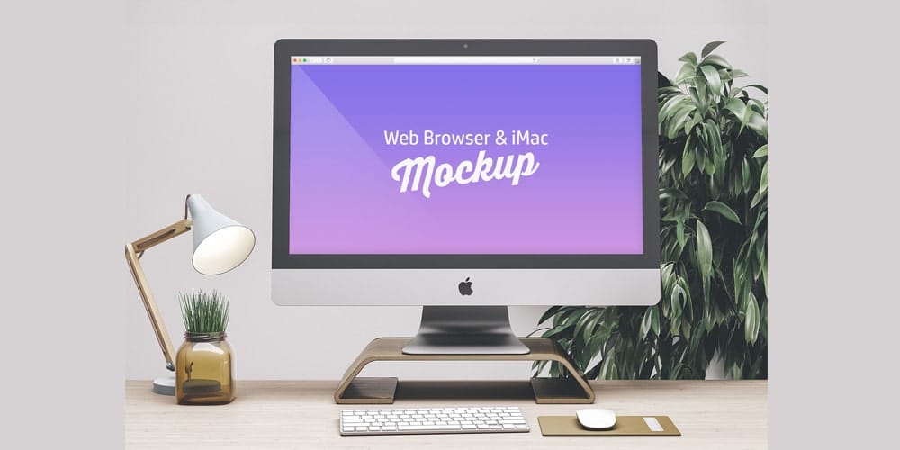 Web Browser and iMac Mockup PSD