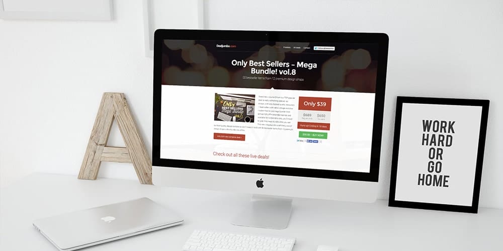 Free Workspace Mockup Design Templates 238 Workspace With iMac Template