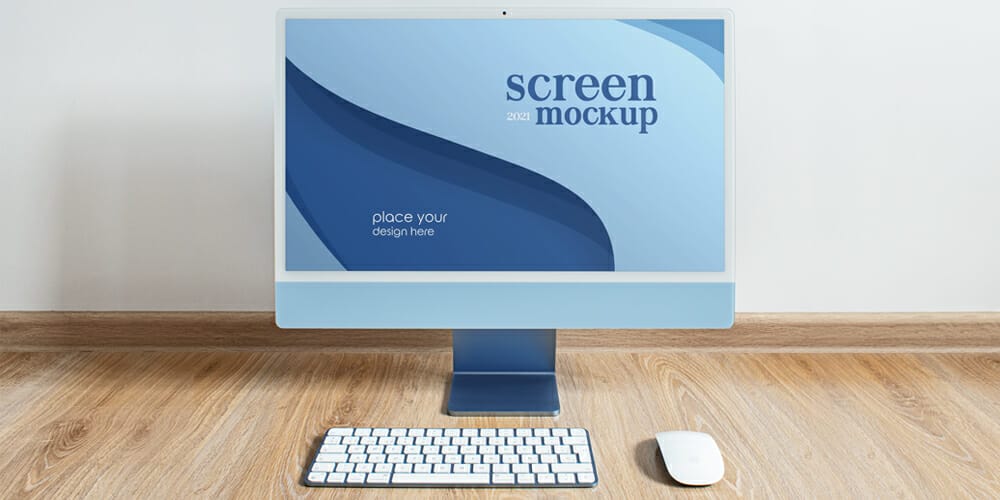 iMac 2021 Blue Mockup