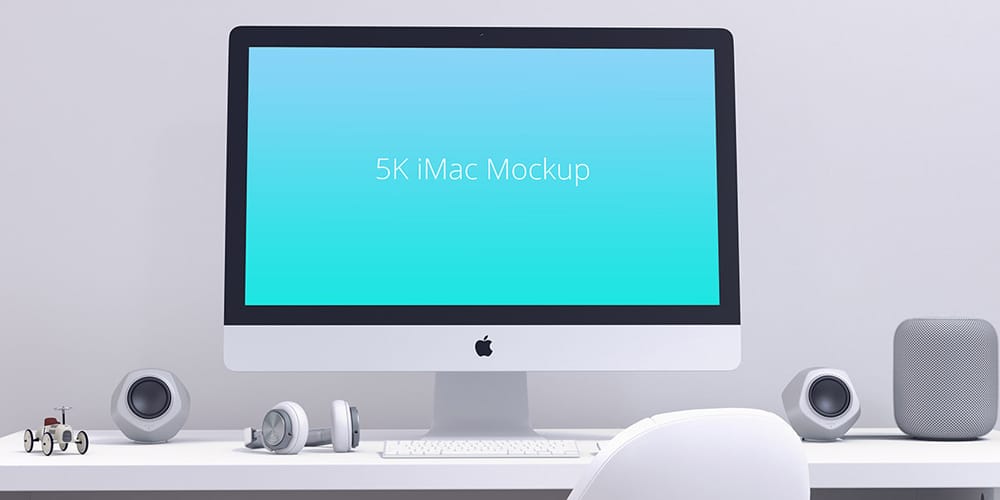 Free Workspace Mockup Design Templates 115 iMac 5K Mockup