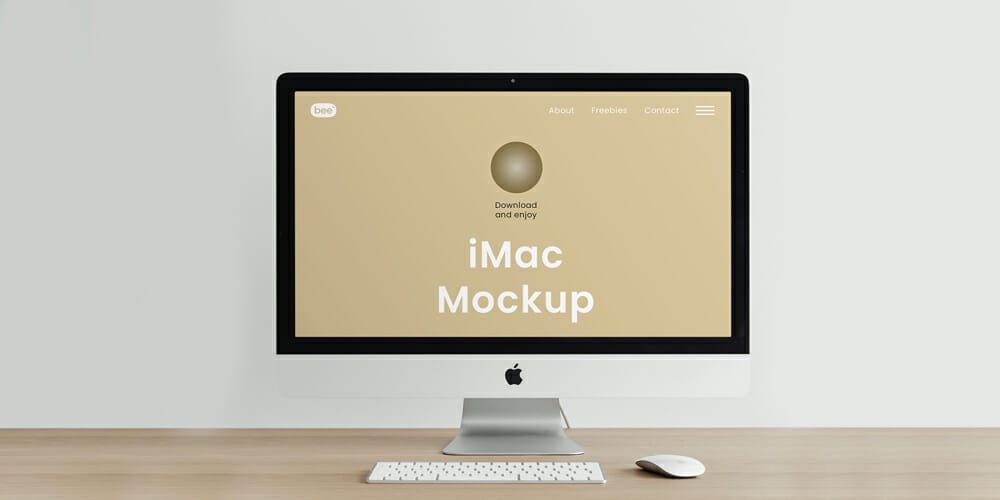 Free Workspace Mockup Design Templates 199 iMac Front View Mockup