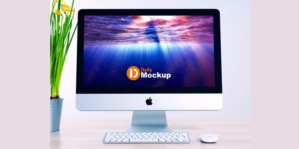 Free Workspace Mockup Design Templates 279 iMac Mockup with Desk