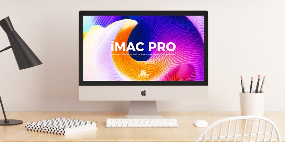 Free Workspace Mockup Design Templates 301 iMac Pro Mockup for Website Screen Presentation