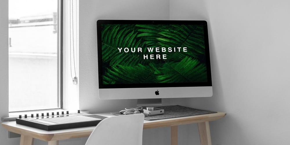 Free Workspace Mockup Design Templates 106 iMac in Room Mockup