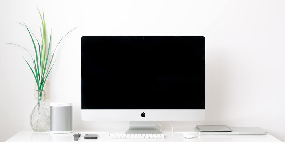 Free Workspace Mockup Design Templates 299 iMac on Table Mockup