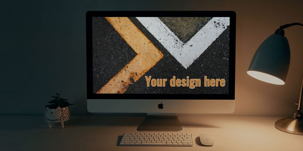 Free Workspace Mockup Design Templates 278 iMac on a Desk Mockup