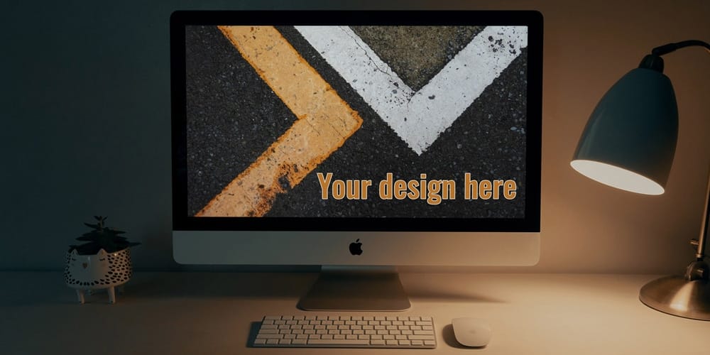 Free Workspace Mockup Design Templates 146 iMac on a Table Mockup