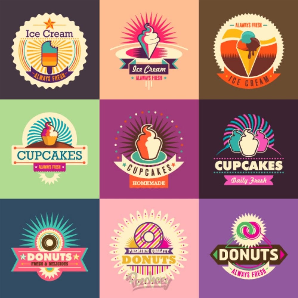 retro ice cream stickers