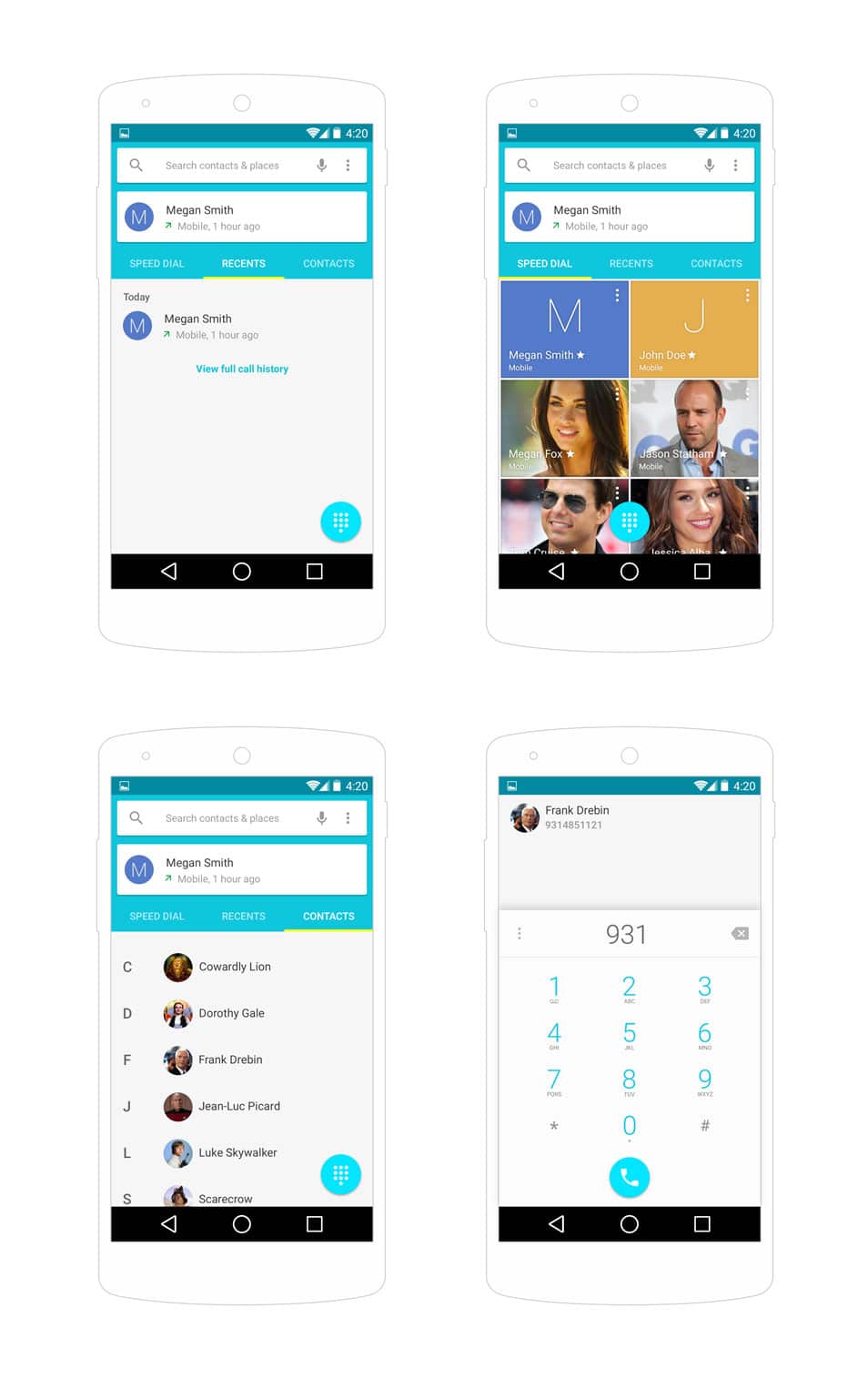 Android L Contats UI PSD