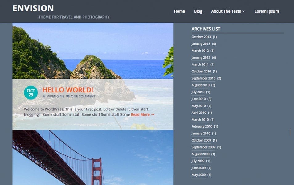 100+ Free Photography WordPress Themes 2024 73 Envision Free Photography WordPress Theme