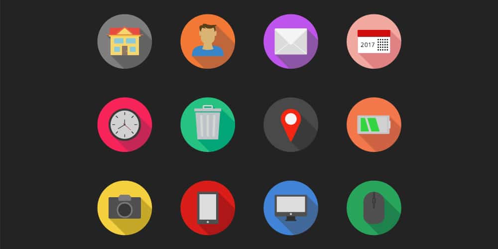 Flat Long shadow Icons