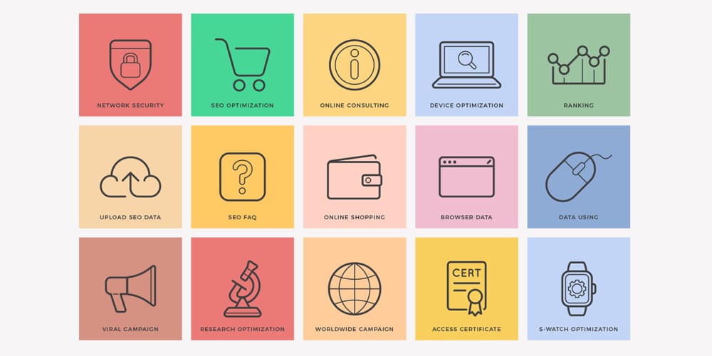 Free Flat SEO Icons