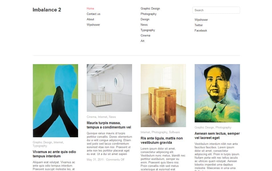 Imbalance 2 Free Photography WordPress Theme