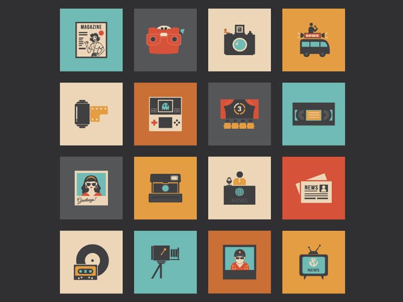 Retro Multimedia Icons