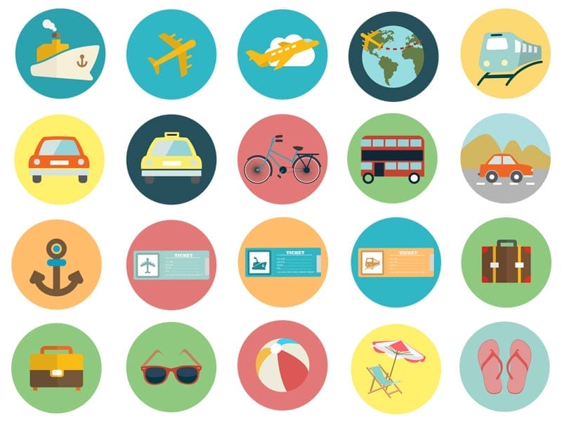 Summer holiday flat icons