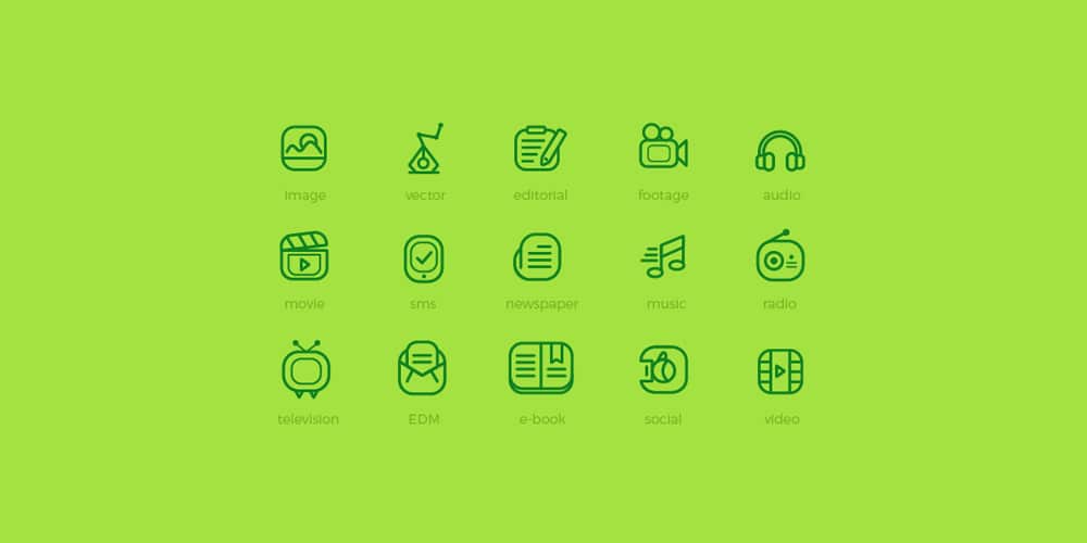Media Flat Outline Icons 