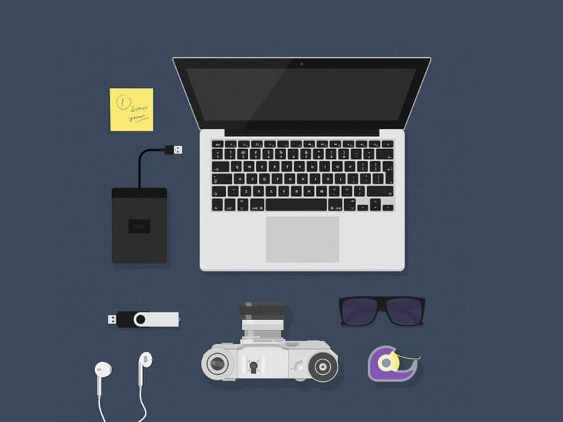 Flat MockUps Desk Items