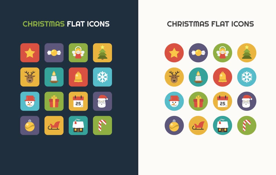 Flat vector Christmas icons