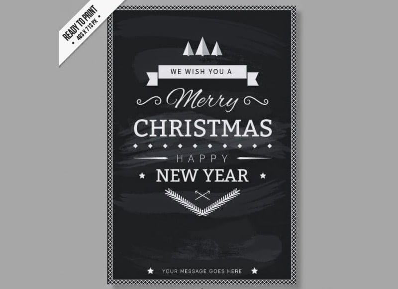 Free CMYK Black and white Christmas card