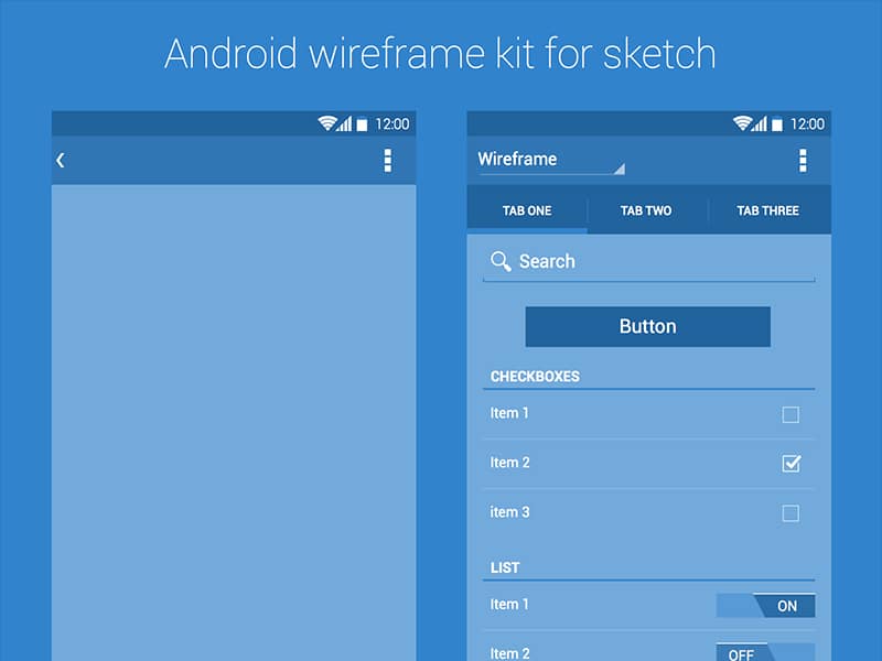 Wireframing Tools, Resources, Articles 63 Android Wireframe Kit