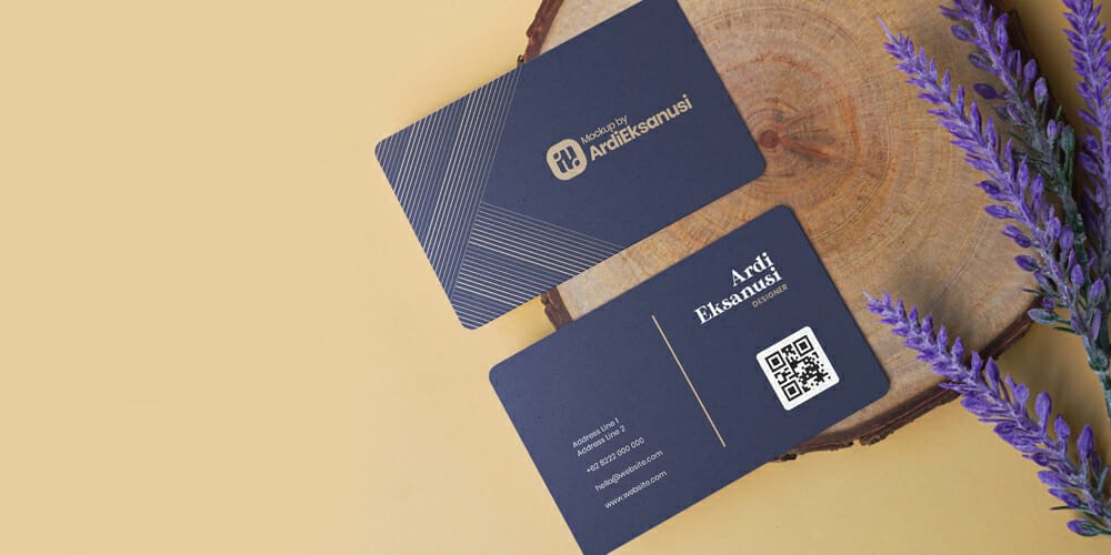 100+ Free Business Card Mockups PSD 647 Business Card Mockup on Floral Background