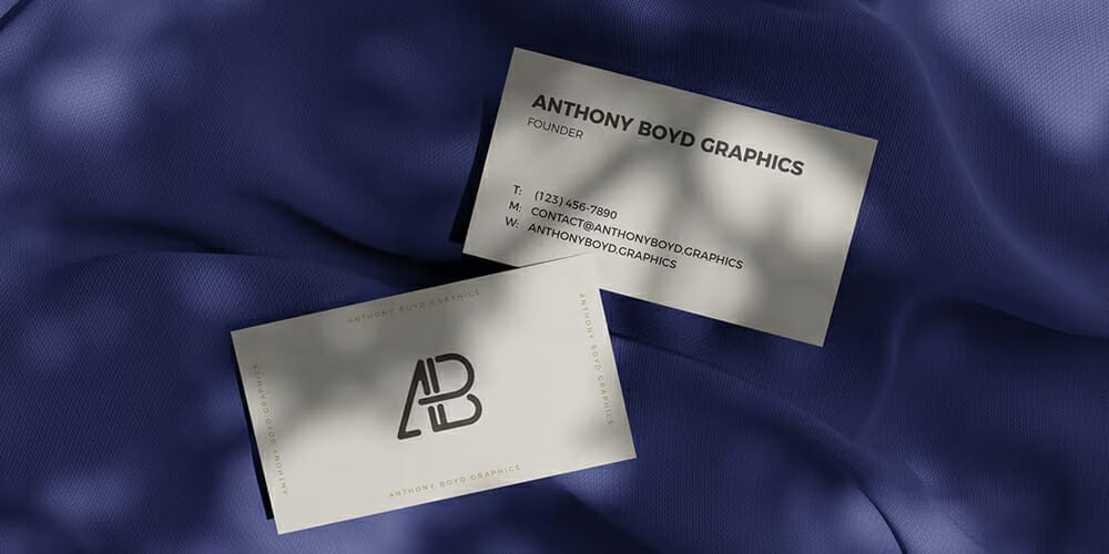 Business Card On Fabric Mockup