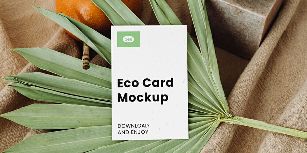 Business Card on Leaf Mockup