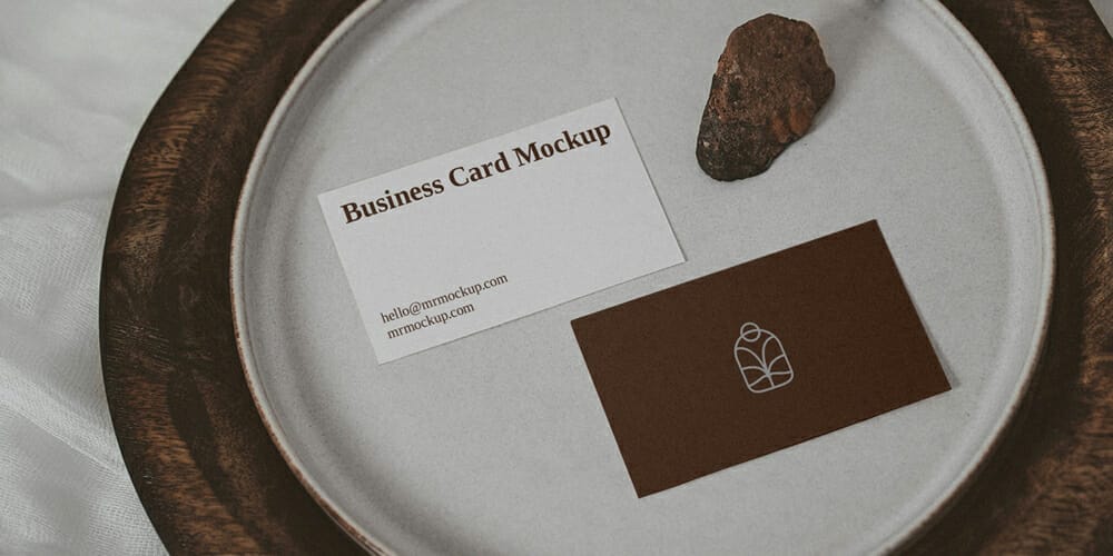 Business Card on Plate Mockup