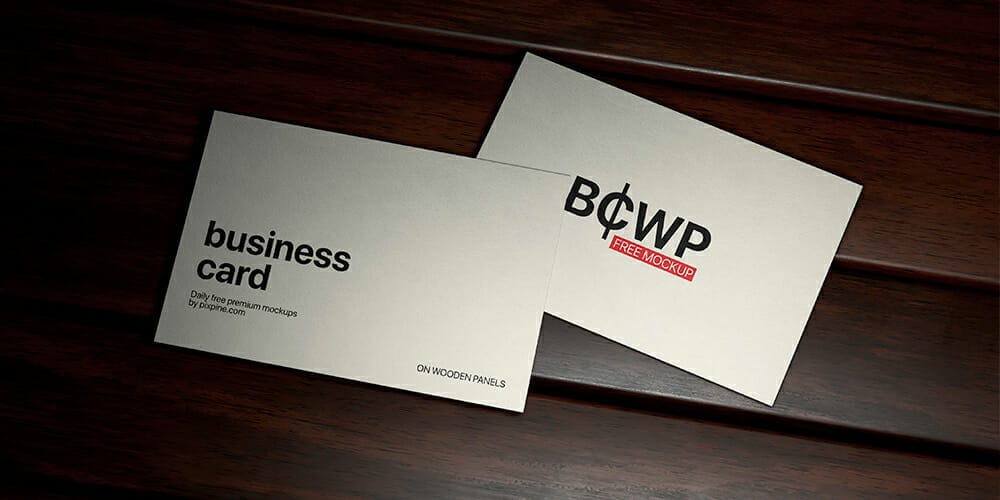 Business Card on Wood Panels Mockup