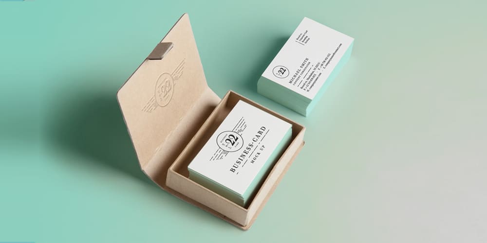 100+ Free Business Card Mockups PSD 1125 Business Card with Cardboard Box Mockup