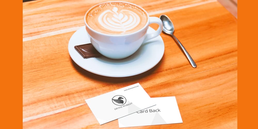 100+ Free Business Card Mockups PSD 563 Business Card with Coffee Cup Mockup