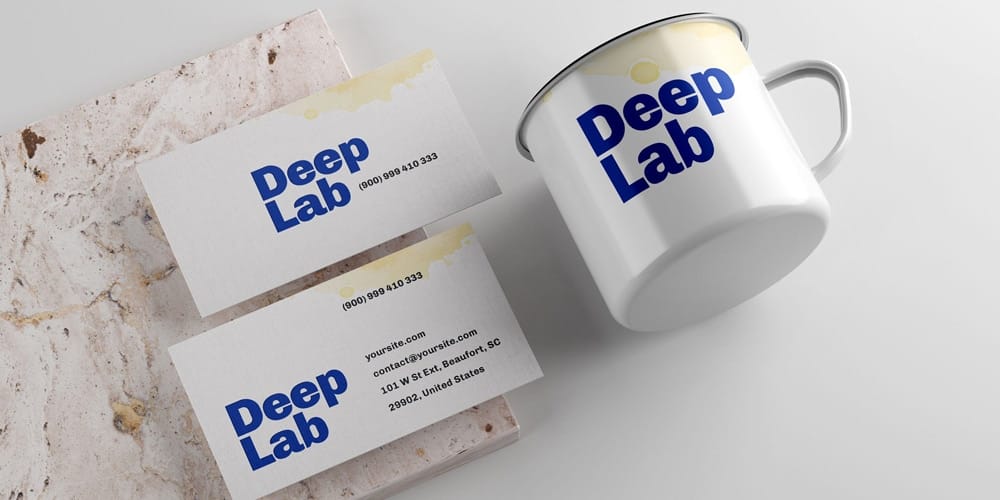 100+ Free Business Card Mockups PSD 252 Business Card with Enamel Mug Mockup