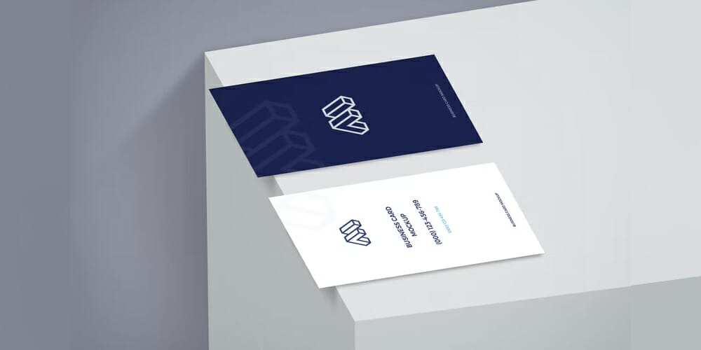 Business Cards On Box Mockup