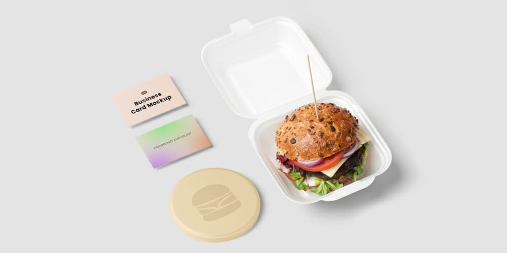 Business Cards with Coaster Mockup