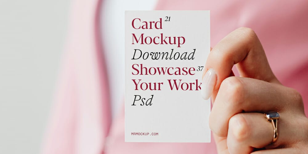 Business Women Holding Business Card Mockup