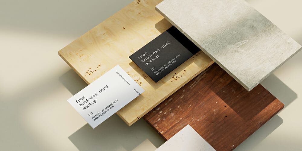 Business cards on tiles mockup