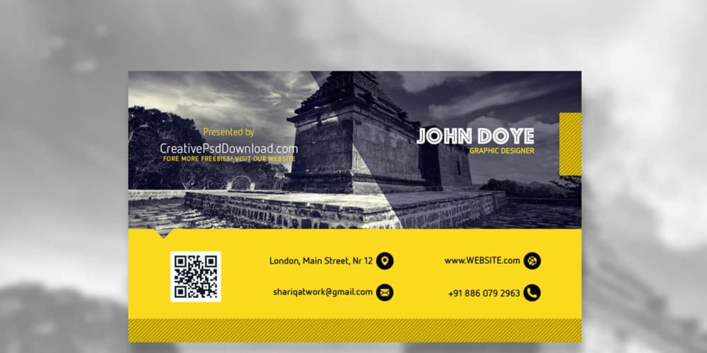 100+ Free Business Card Mockups PSD 665 Creative Yellow And Grey Business Card Mockup PSD