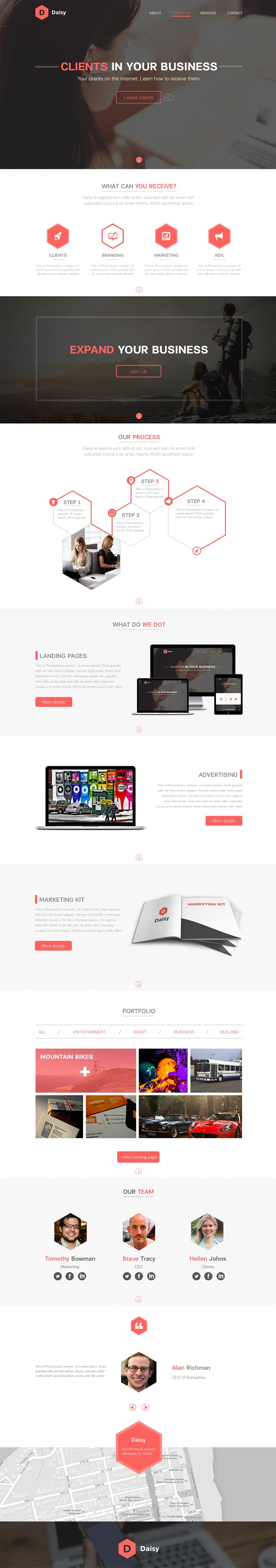 Daisy Free Landing Page PSD