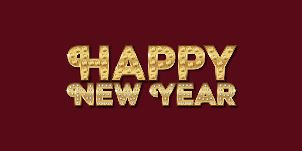 Diamond Happy New Year Vector Text