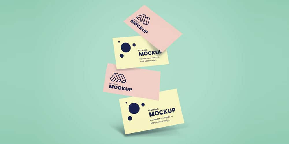 Falling Business Card Mockup