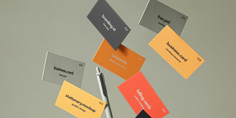 Falling Business Cards Mockup Set